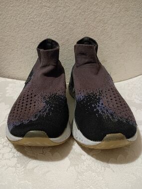 NIKE Slip On Rise React Flyknit Black/Blue/ 'Thunder Grey' Sneakers Men's 8.5
